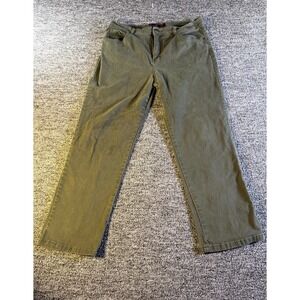 Gloria Vanderbilt Jeans Womens 16P Olive Green Denim Cotton Stretch Straight Leg